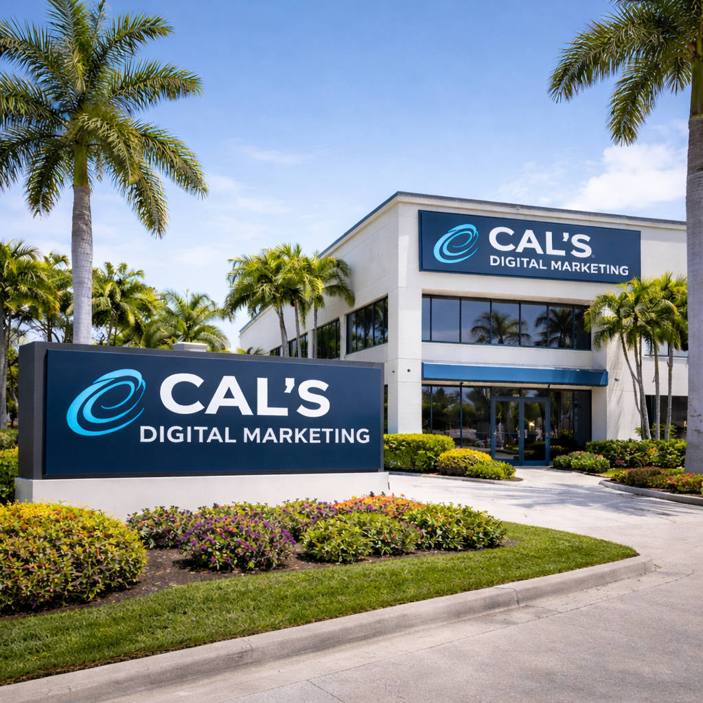 Cal’s Digital Marketing office building with company signage