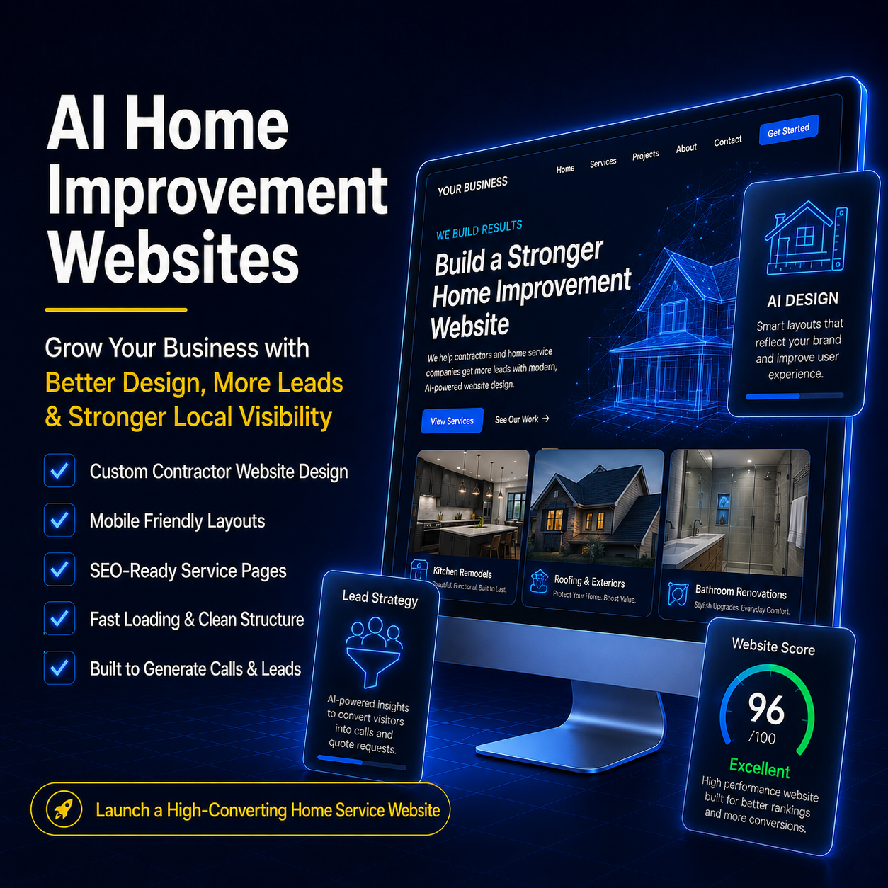 AI website design example with clear service pages and mobile-friendly navigation