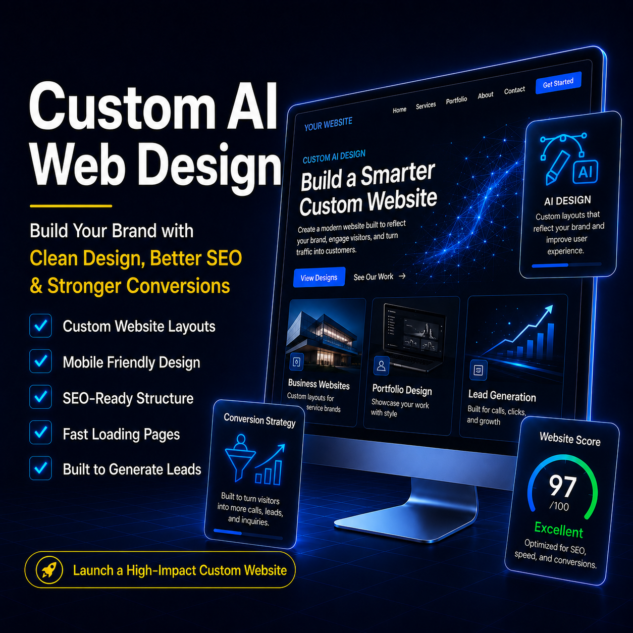 Custom AI web design services with responsive WordPress development in Deerfield Beach