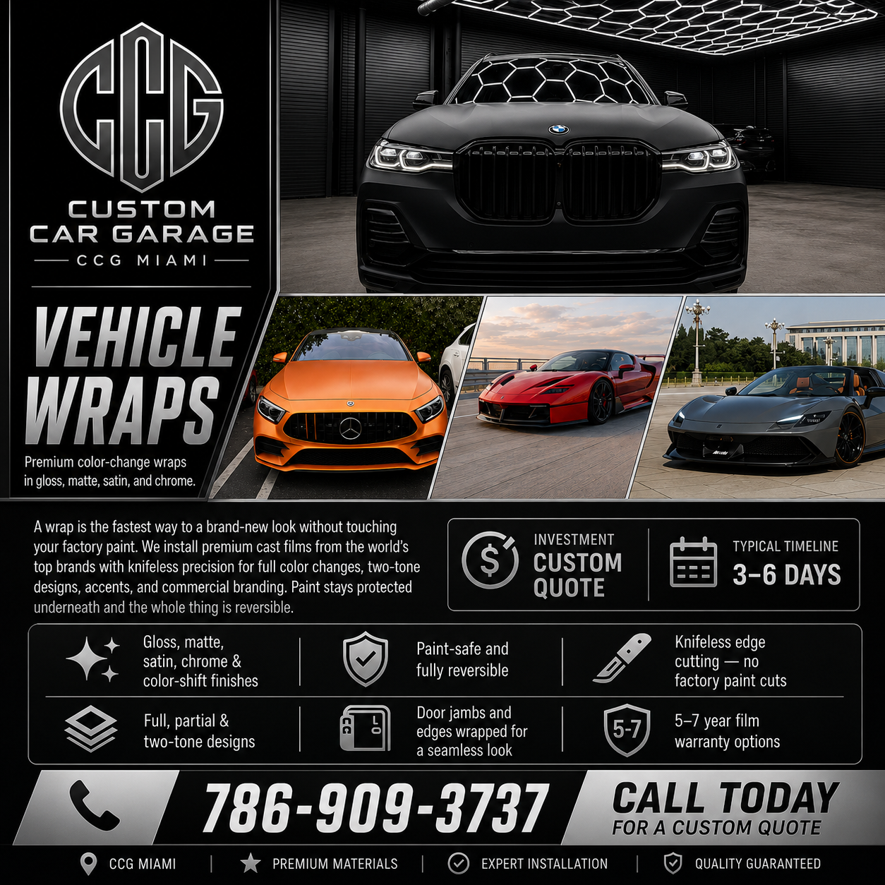 Custom AI vehicle wrap advertising and marketing flyer