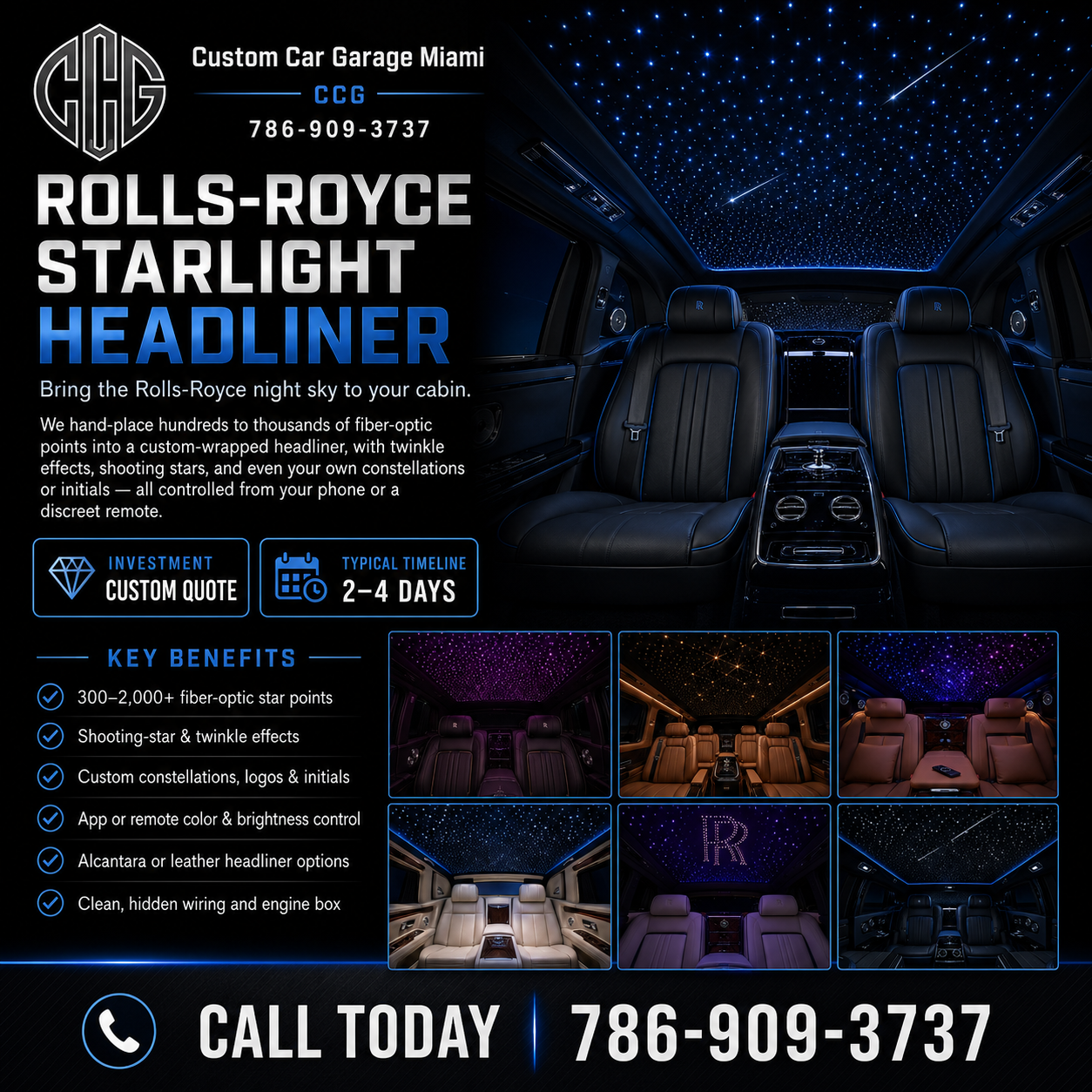 Custom AI Rolls-Royce Starlight Headliner marketing flyer design