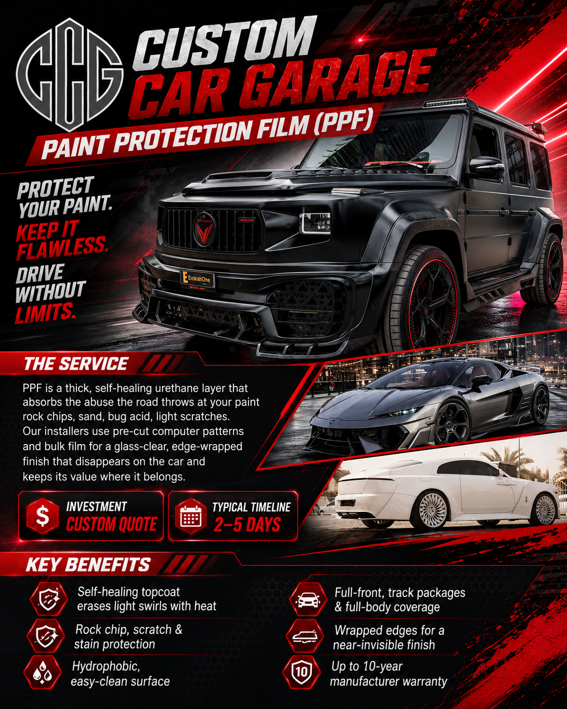 Custom AI automotive Paint Protection Film marketing flyer