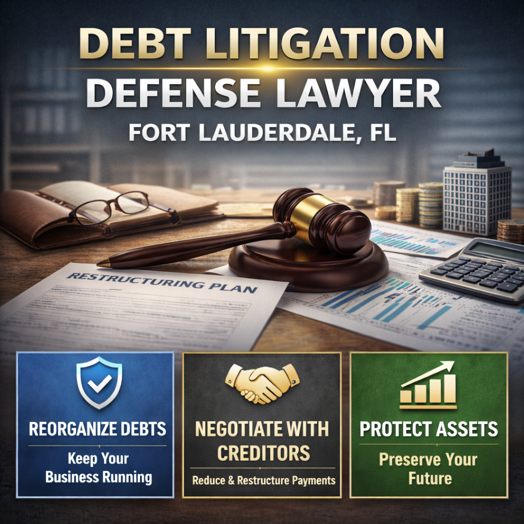Custom AI Debt Litigation Lawyer Fort Lauderdale marketing flyer