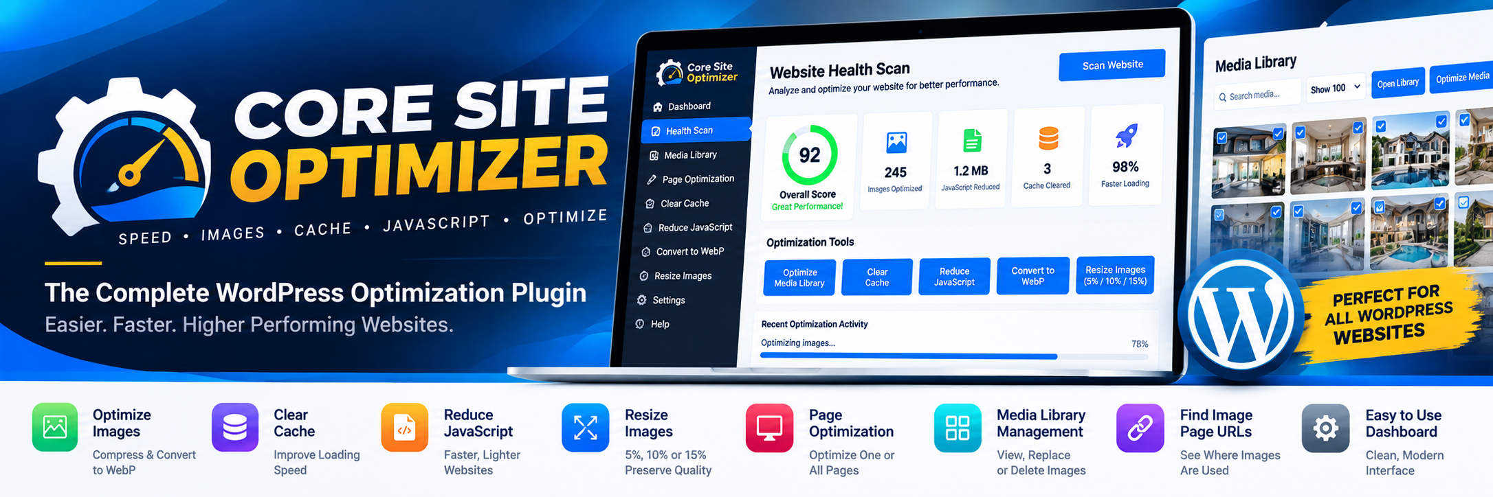 Core Site Optimizer WordPress performance plugin banner